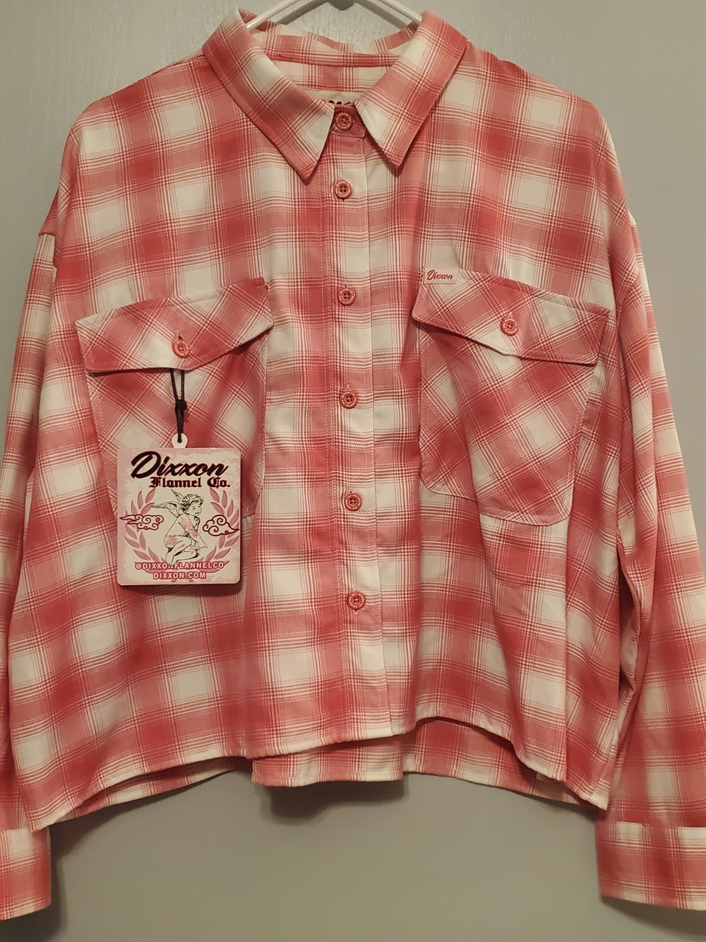 Dixxon Women's "The Valentine" Pink Plaid Cropped Flannel, Size 2XL